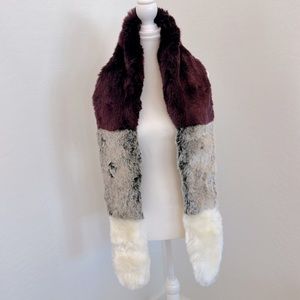 Tri Colored Faux Fur Scarf